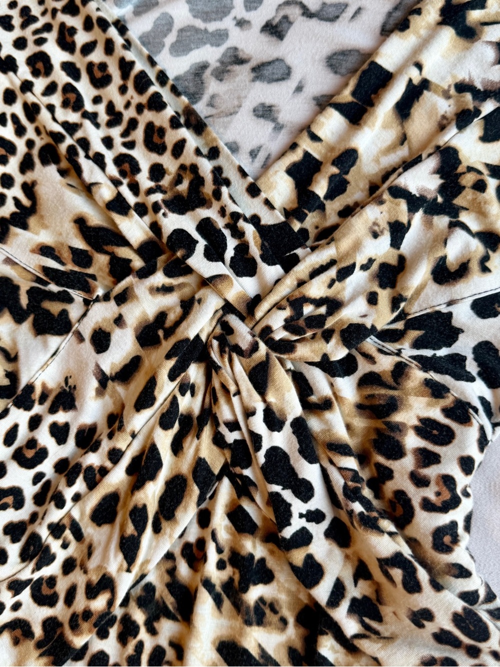 Cable & Gauge Leopard Print Wrap-Style Top in Beige and Black - Picture 5 of 8